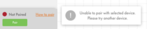 Unsuccessful pairing