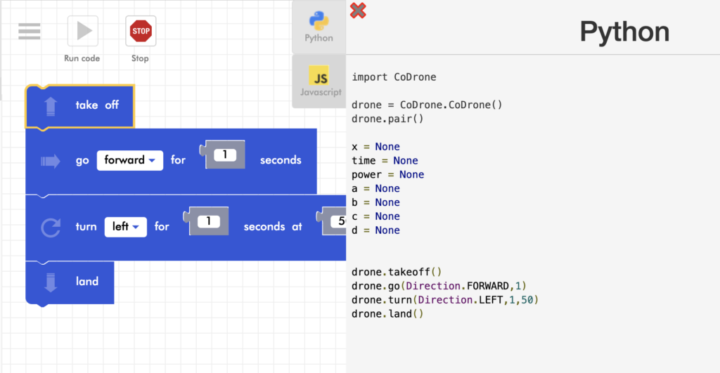 Blockly workspace with extended Python tab