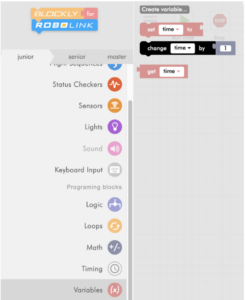 Blockly variable menu with blocks