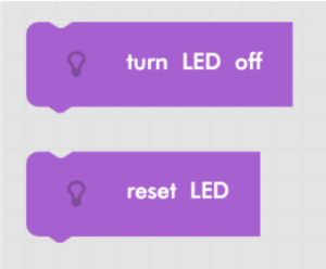 Blockly Junior turn LED off and reset LED blocks