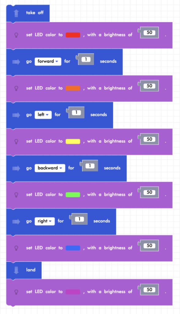Blockly Junior LED flight program
