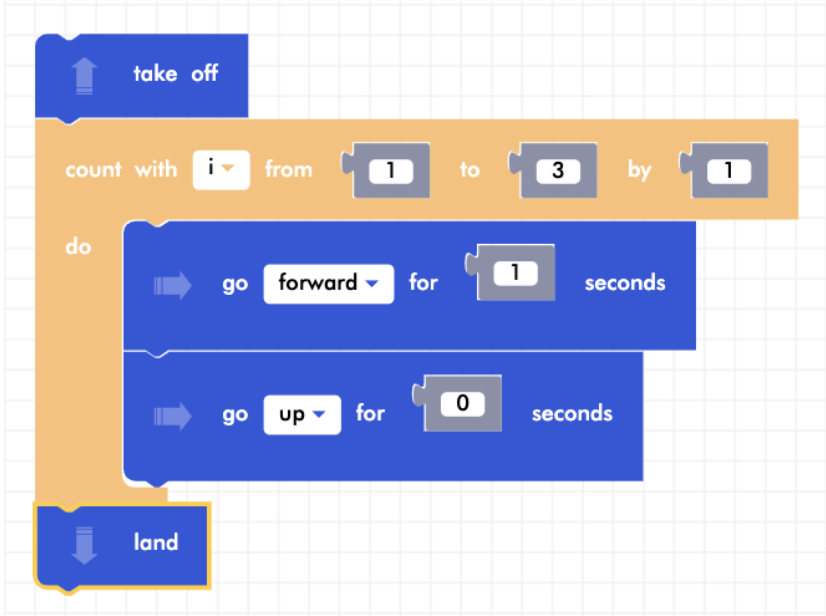 Blockly Junior staircase program with count with for loop block