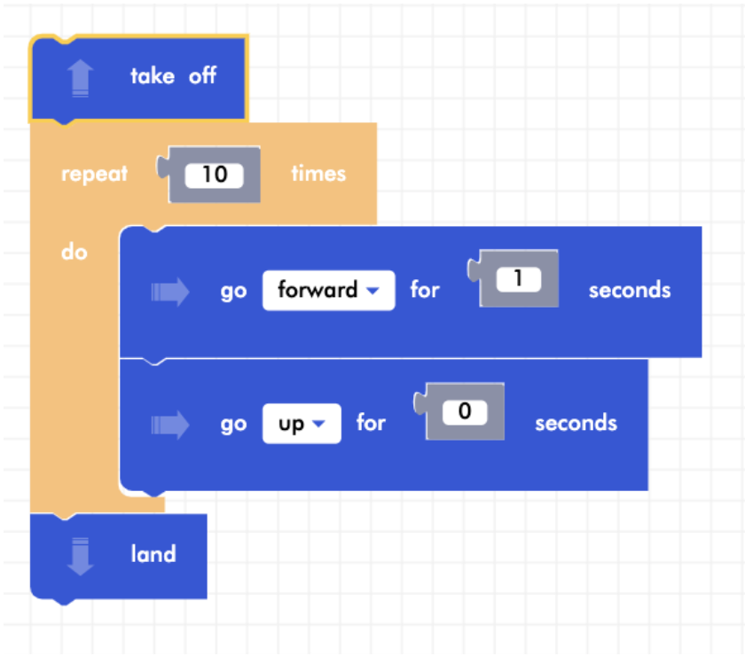 Blockly Junior staircase program with repeat for loop block