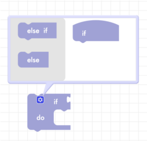 Blockly conditional block with gear icon