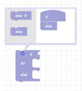 Blockly conditional block with if else statement in gear icon