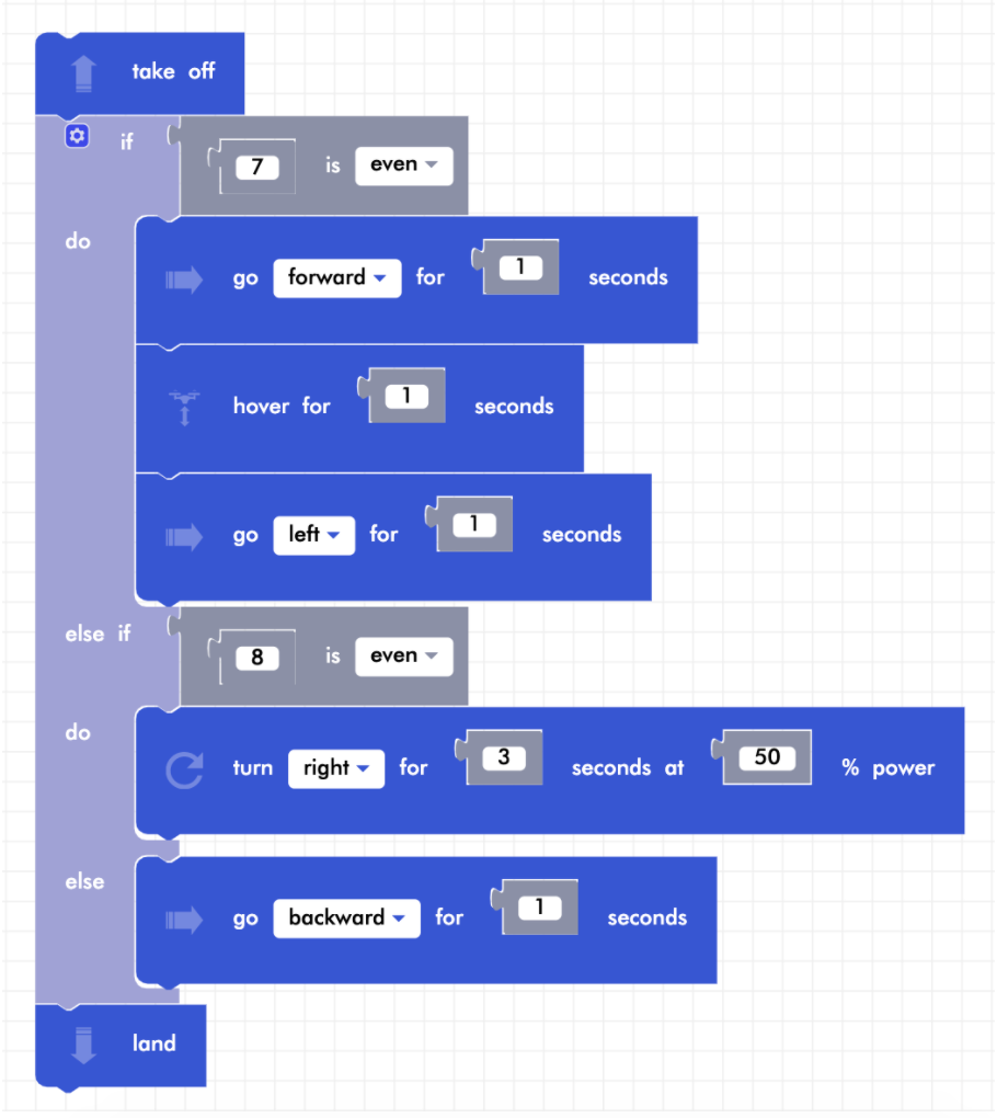 Blockly Junior else if statement program - 7 is even