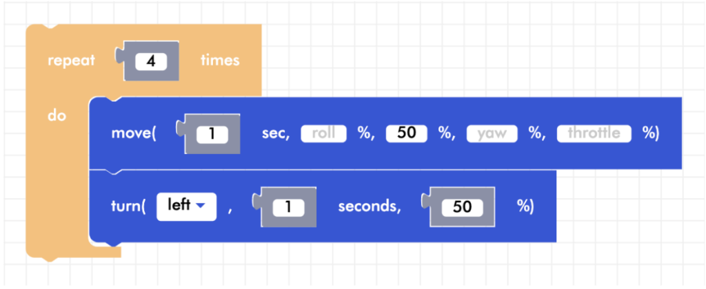 Blockly Senior square program with for loop