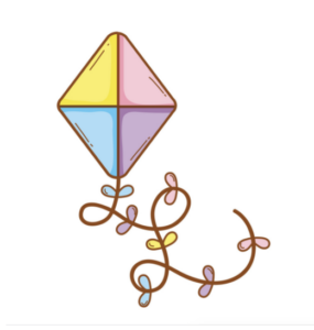 Drawing of kite with tail