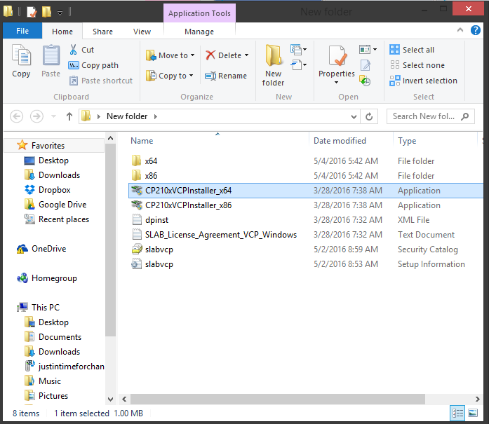 Windows CP210xVCPInstaller extraction