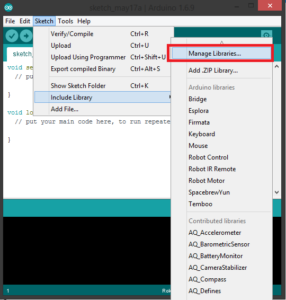 Arduino library dropdown