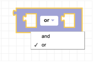 Blockly logical or block