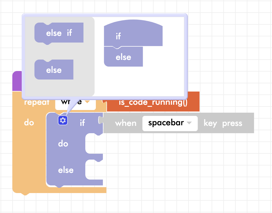 Blockly Senior turn off LED program with conditional menu