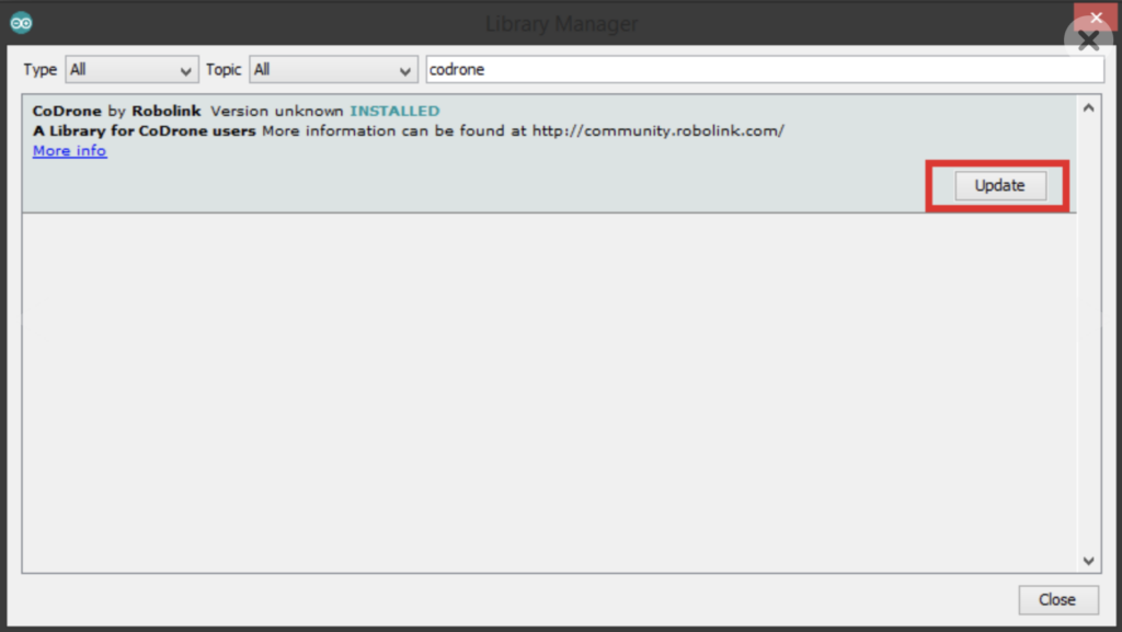 Arduino update CoDrone library