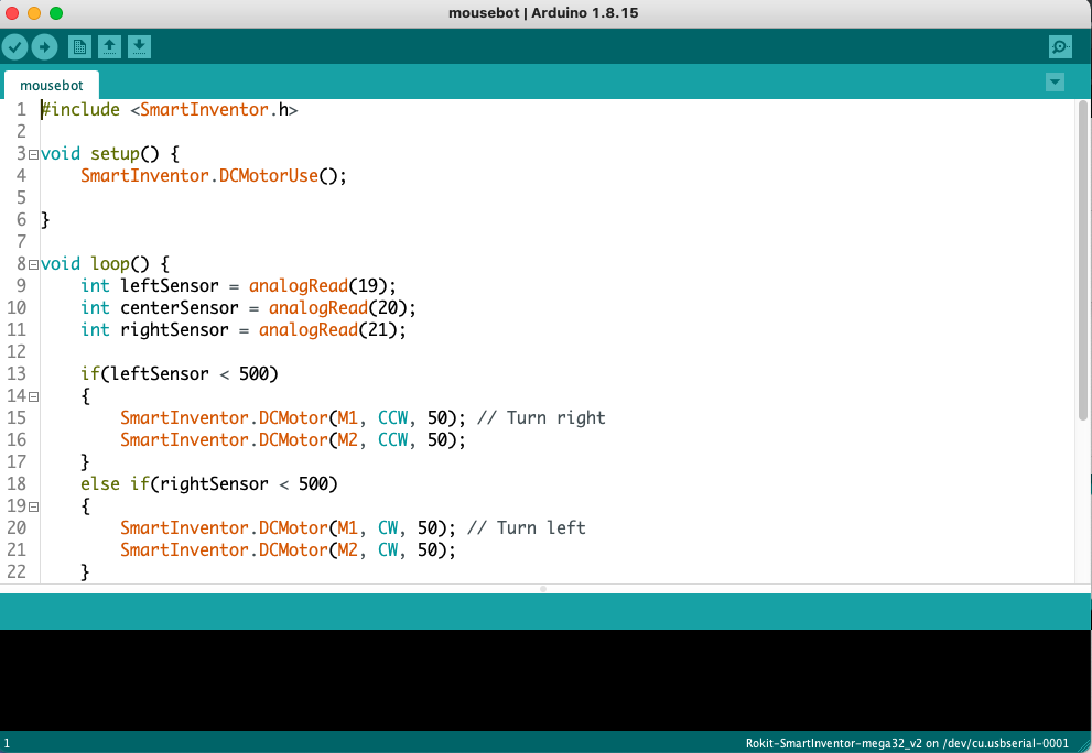 arduino mousebot code