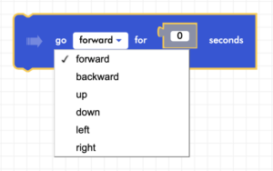 CoDrone Junior go for _ seconds block