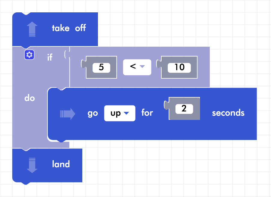 CoDrone Blockly junior if statement program 5
