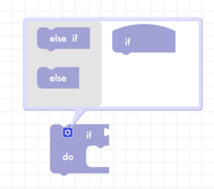CoDrone Blockly junior conditionals block with expanded gear icon