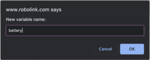 CoDrone Blockly new variable name battery prompt