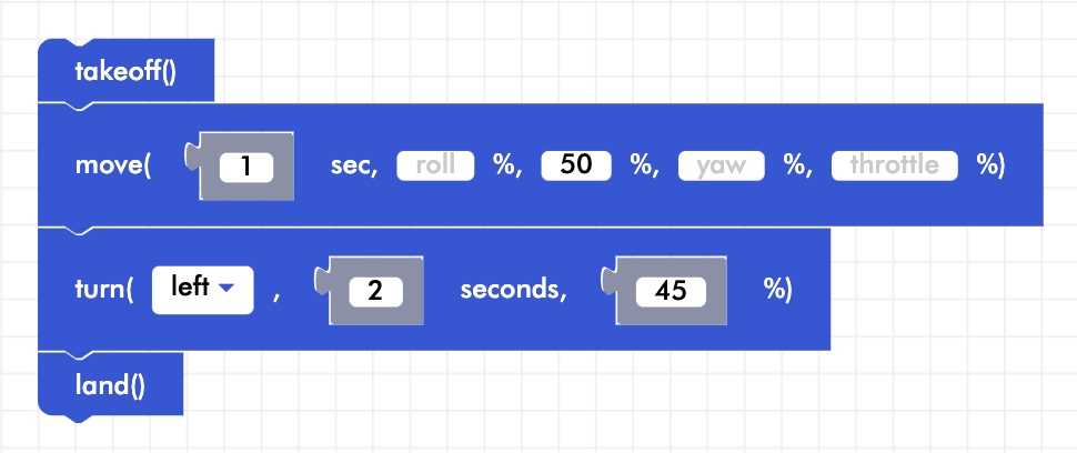 CoDrone Blockly senior flight directions example code