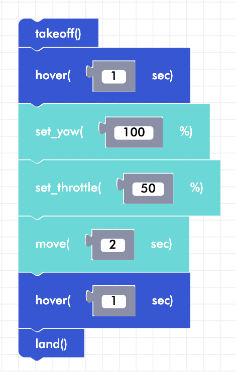 CoDrone Blockly senior flight variables example code