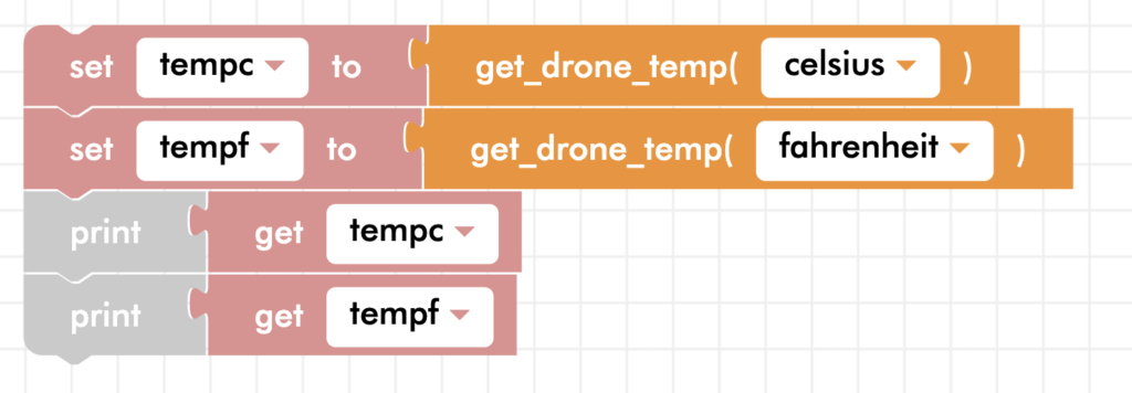 Blockly Senior print temperature with variables
