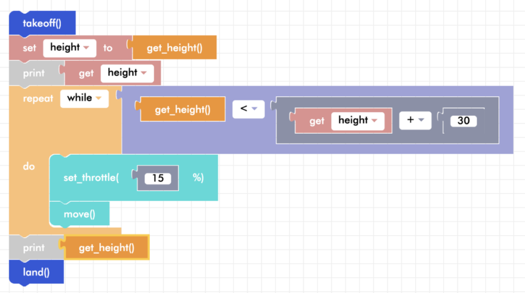 Blockly Senior fly while height is less than value