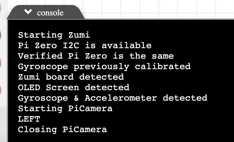 zumi blockly QR message console