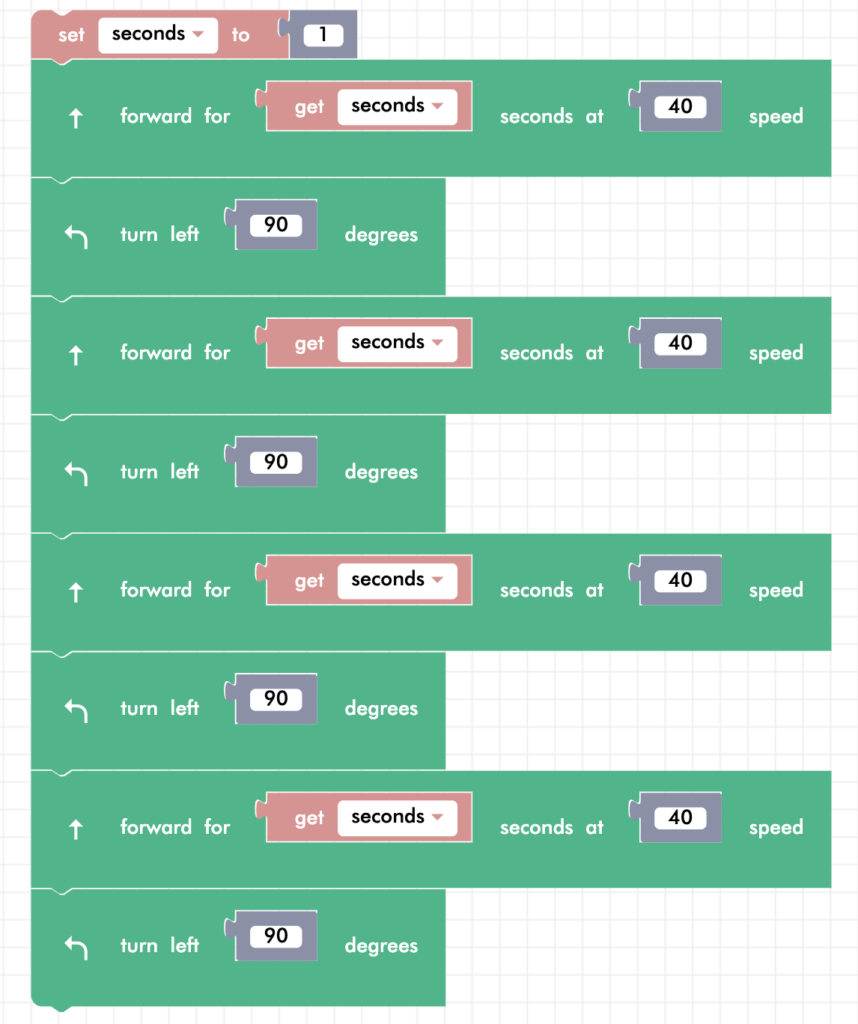 zumi blockly square with variables