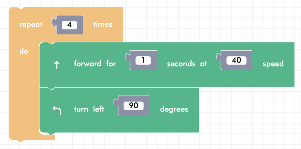 zumi blockly square code with repeat