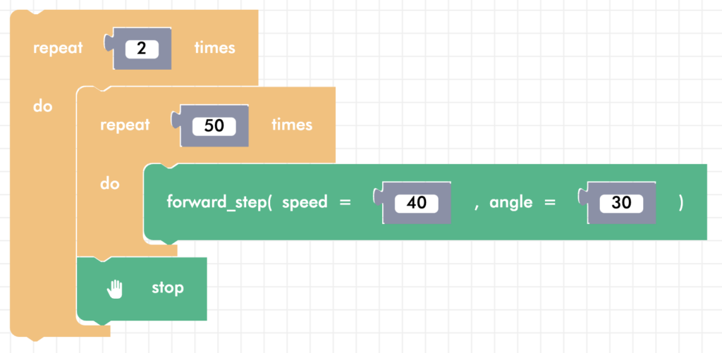zumi blockly forward step loop 4
