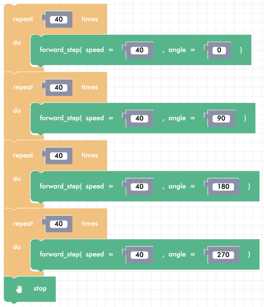 Zumi blockly square code with heading